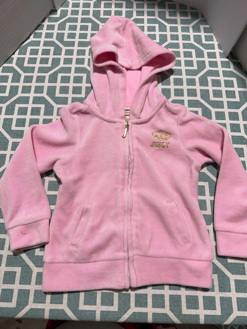 Juicy Couture Pink Velour Zip Up Hoodie Toddler Size 24M